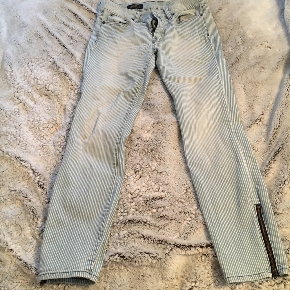Pinstripe Ankle Zip Pants